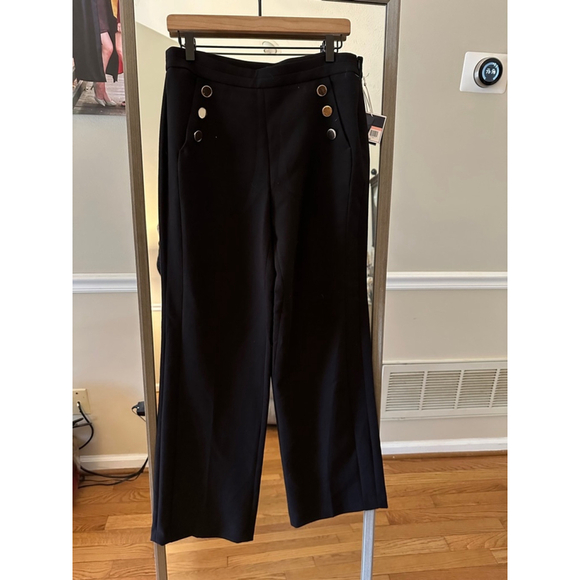 Women's Kaari Blue Sailor Black Wide Leg Pants Size 10 NWT 89$ - Picture 1 of 4
